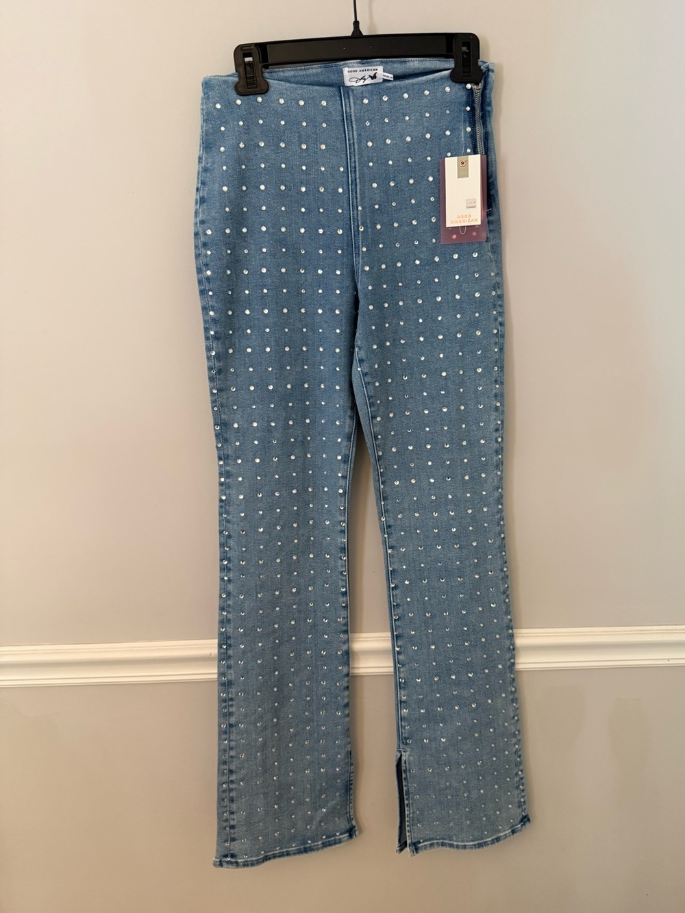 NWT Good American Dolly Crystal Denim Pants. "Jolean's Jeans" 4/27 - Picture 3 of 12